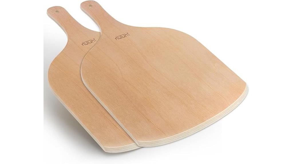 two wooden pizza peels