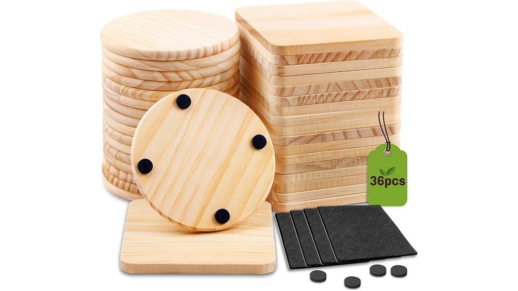 unfinished wooden coasters set