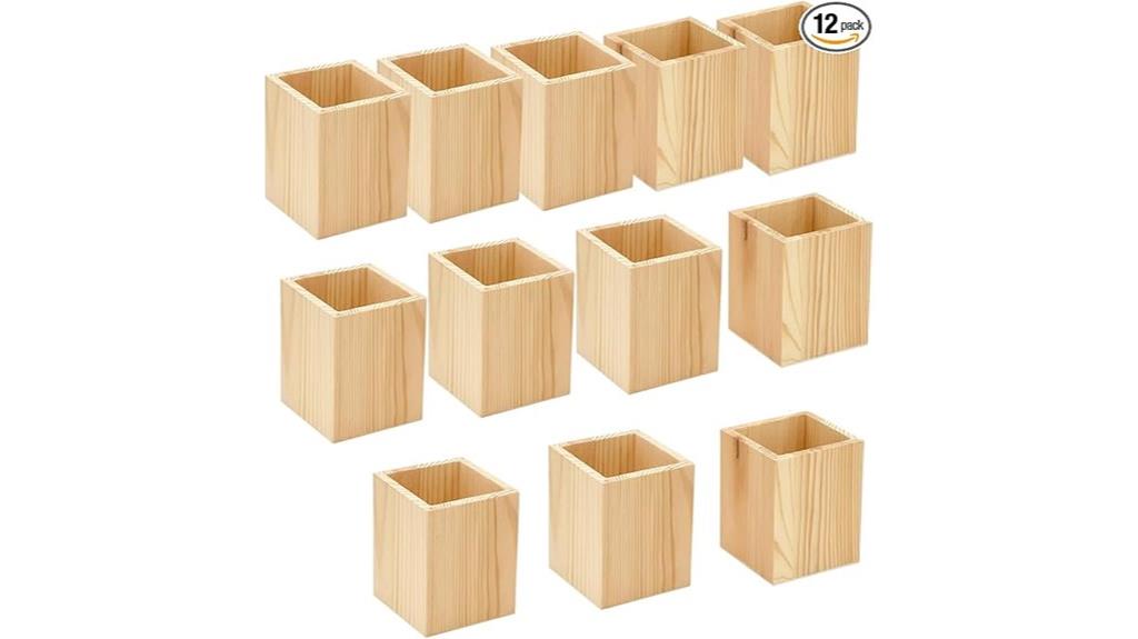 unfinished wooden pen holders