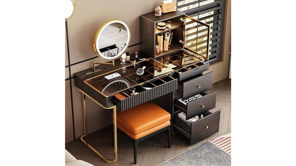 vanity desk with lights