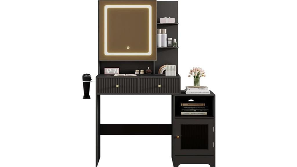 vanity desk with mirror