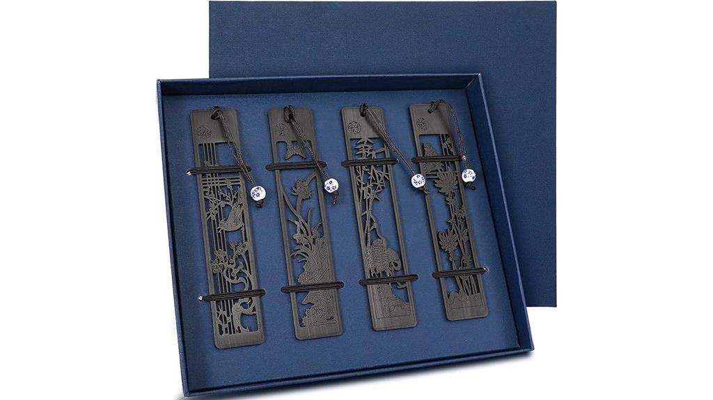 vintage wooden bookmark set