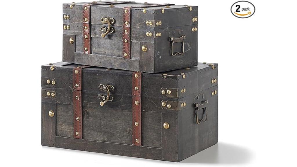 vintage wooden chest duo