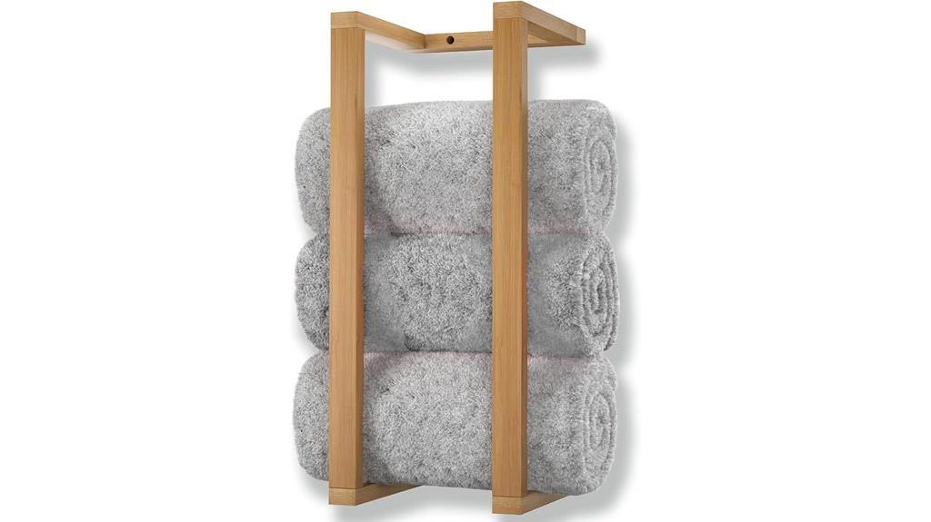 wall mounted bamboo towel rack