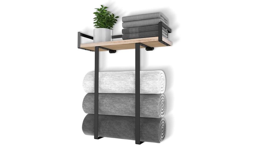 wall mounted wooden towel rack