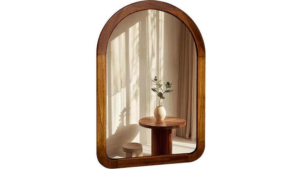 walnut arched wall mirror