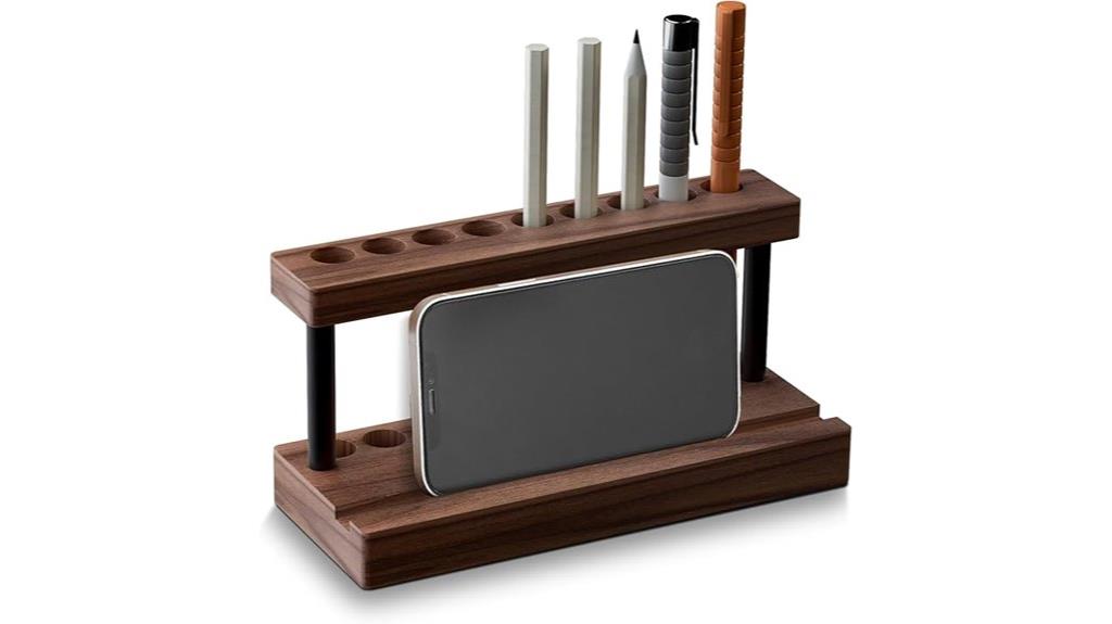 walnut desk organizer stand