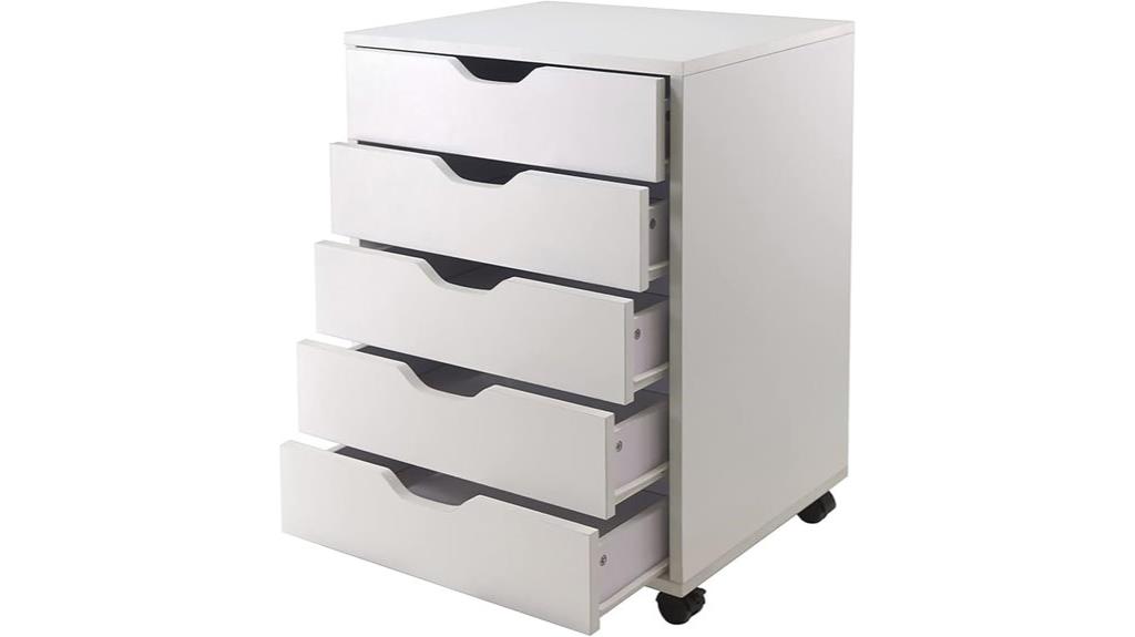 white halifax 5 drawer cabinet