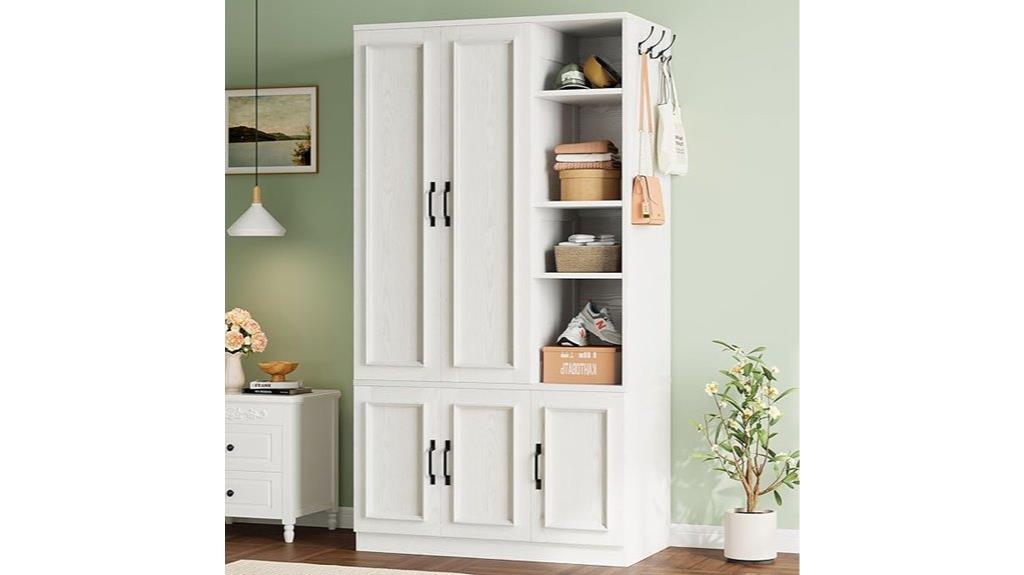 white wardrobe with shelves