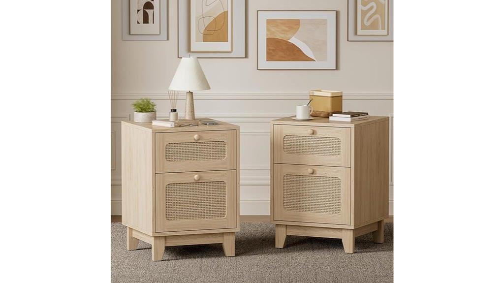 wicker rattan nightstand no charging