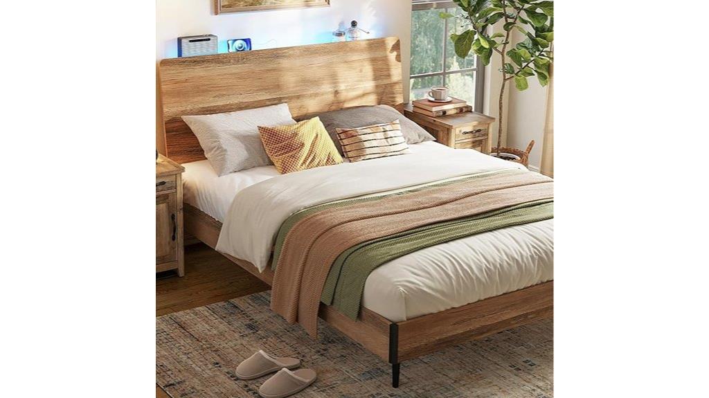 wood bed with led