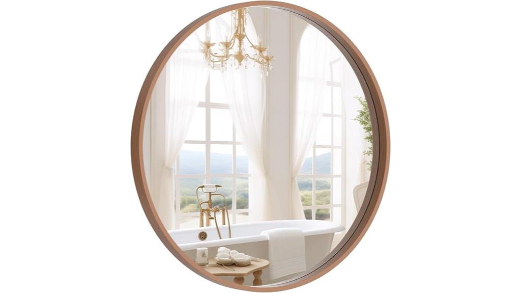 wood frame bathroom mirror