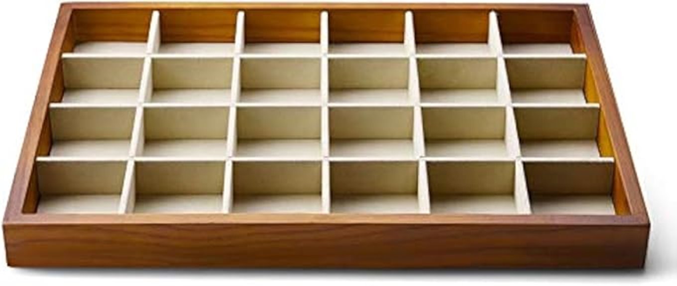 wood jewelry tray with microfiber