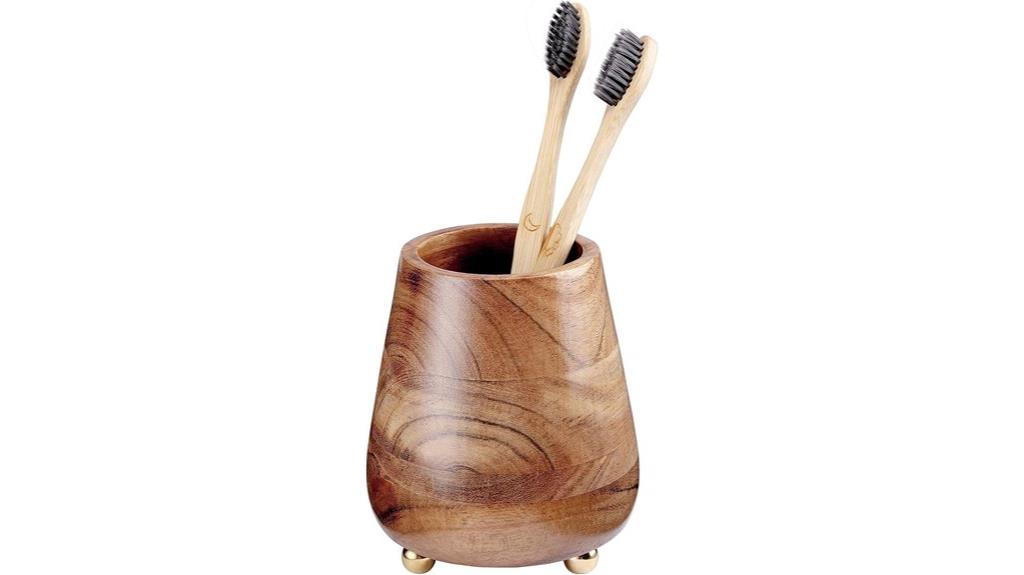 wooden bathroom toothbrush holder