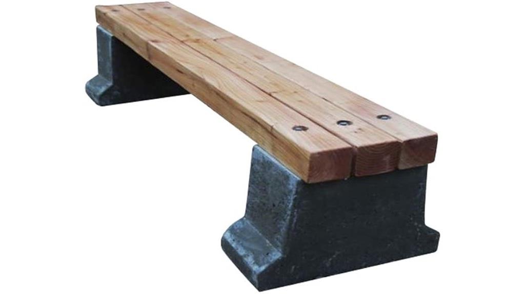 wooden bench with concrete base