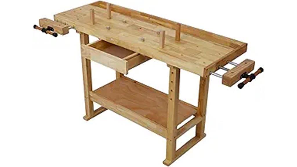 wooden bench with drawers