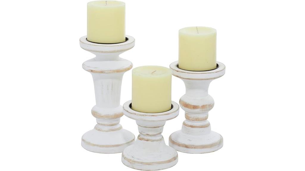 wooden candle holder set
