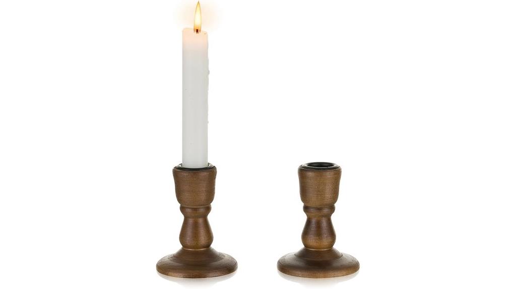 wooden candle holder set