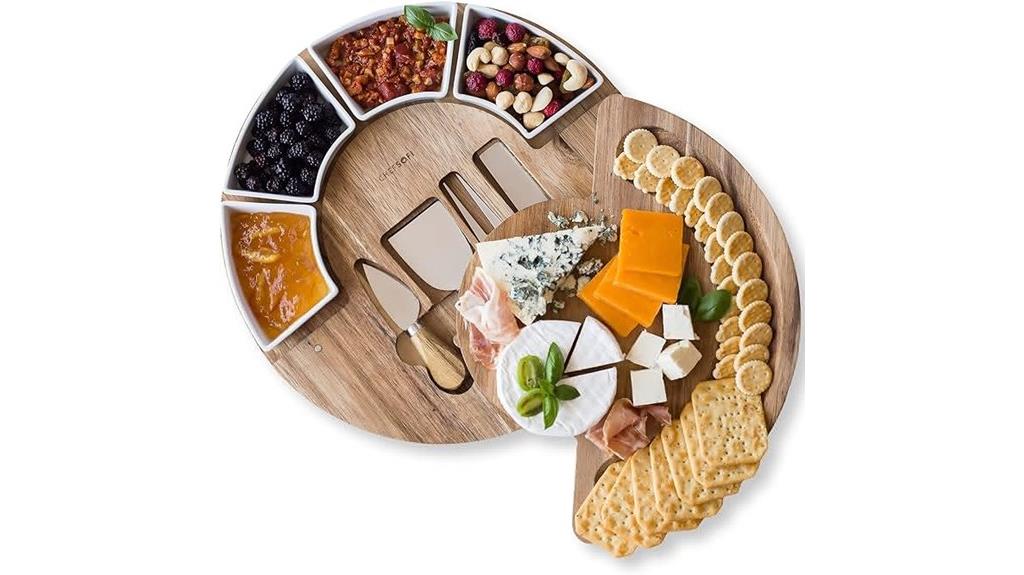 wooden cheese platter set