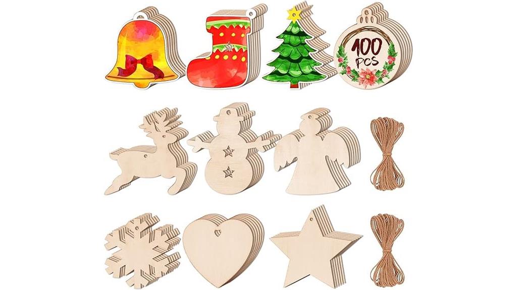 wooden christmas ornament set
