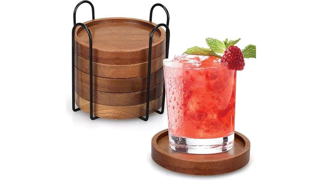 wooden coaster set
