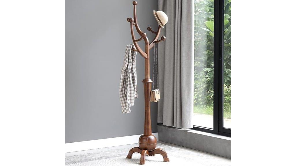 wooden coat rack with hooks