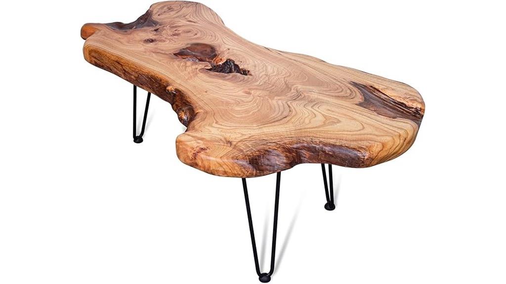 wooden coffee table with hairpin legs