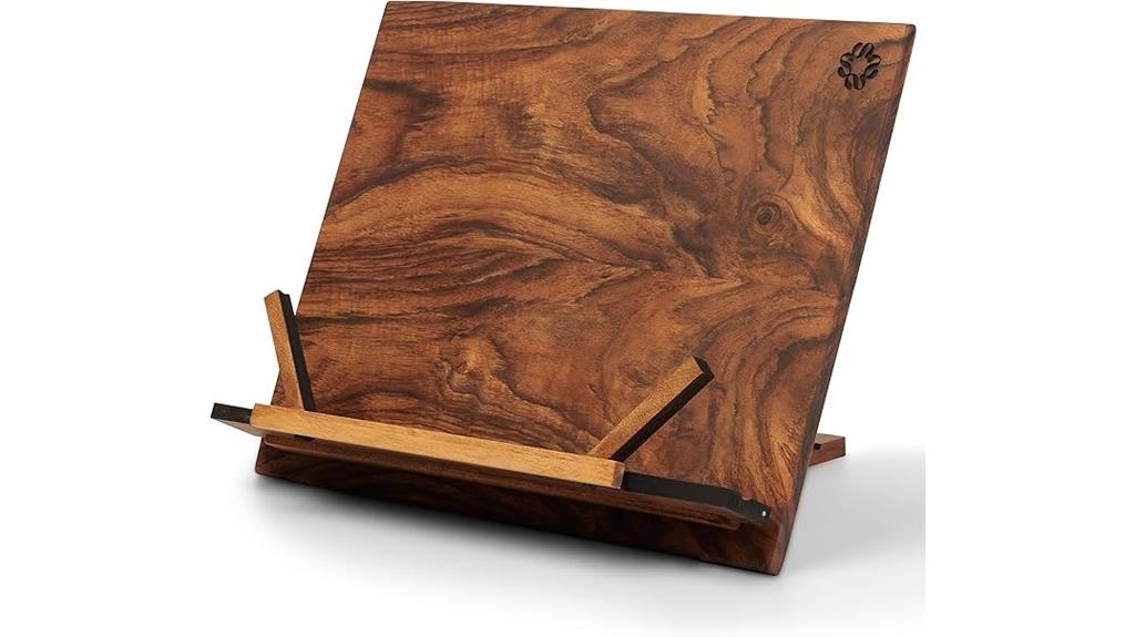 wooden cookbook reading stand
