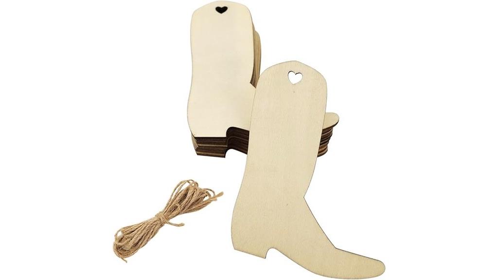 wooden cowboy boot tags