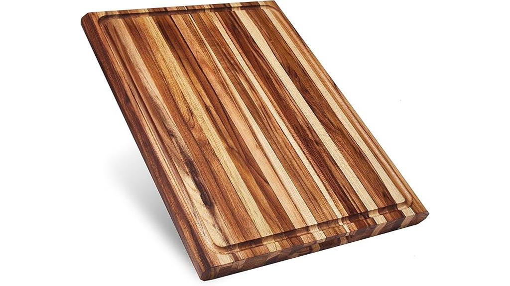 wooden cutting board with juice groove
