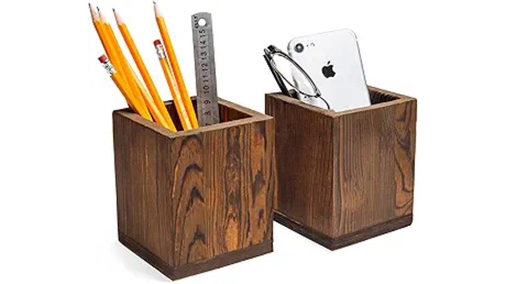 wooden desk organizer duo