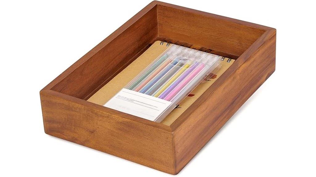 wooden desk organizer tray