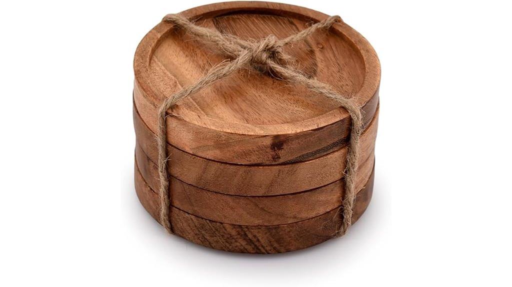 wooden drink coaster set