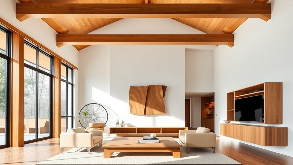 wooden elements enhance modern interiors