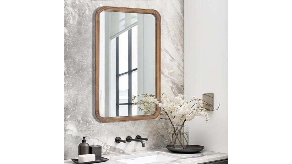 wooden frame bathroom mirror
