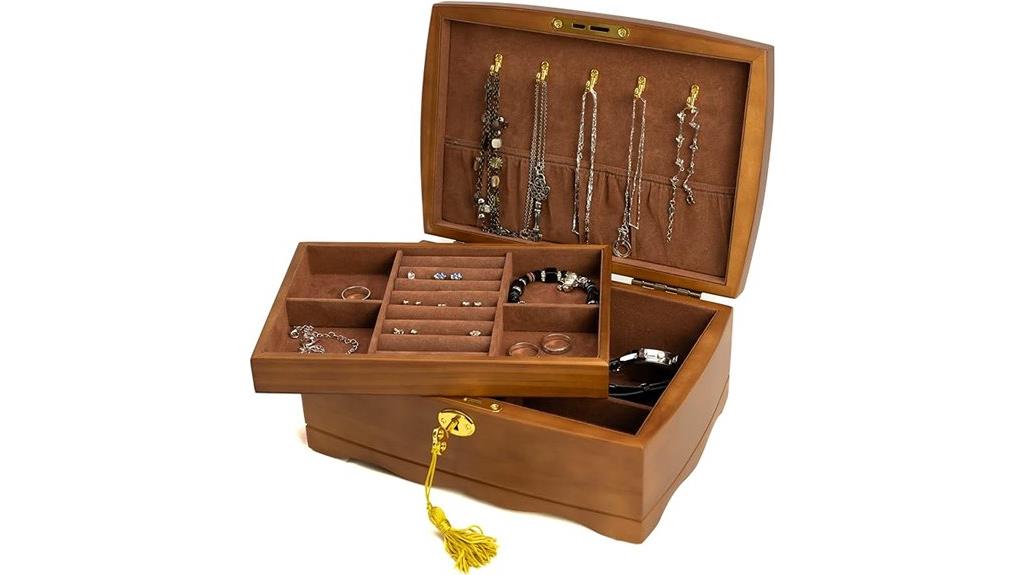 wooden jewelry box with lock