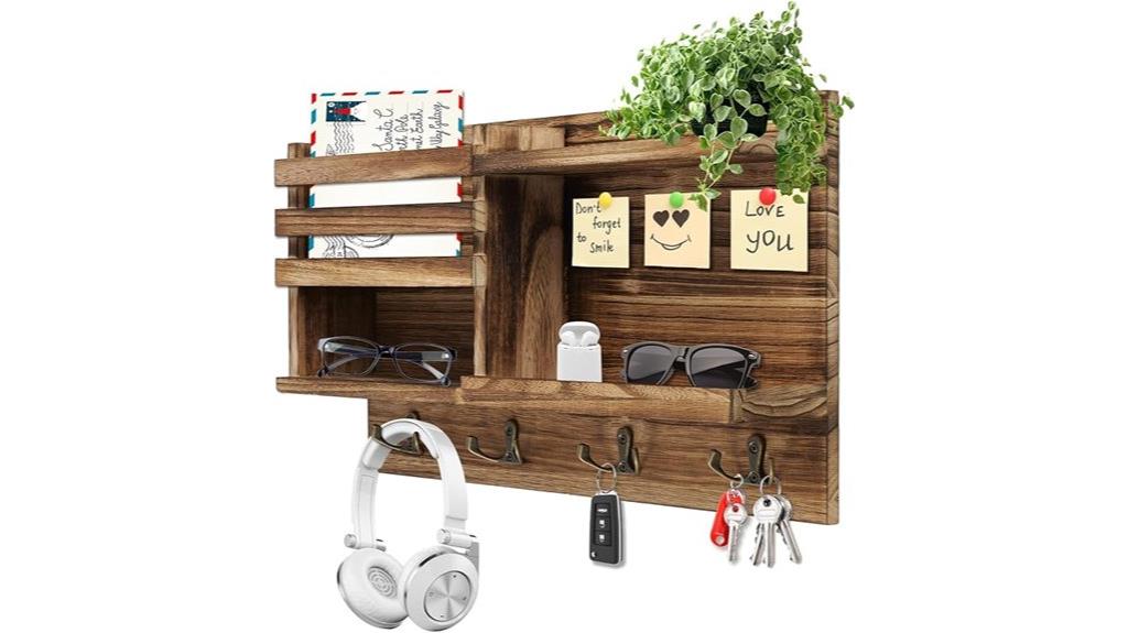 wooden key mail organizer