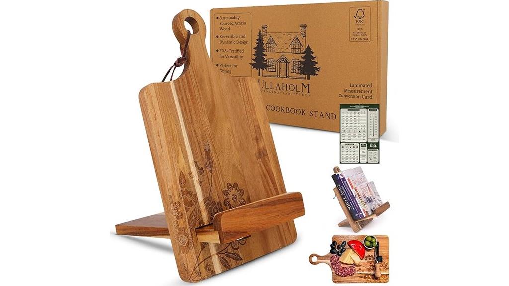 wooden kitchen cookbook holder