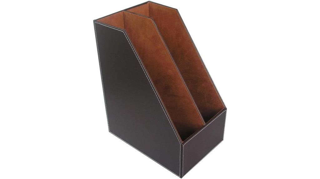 wooden leatherette desk organizer