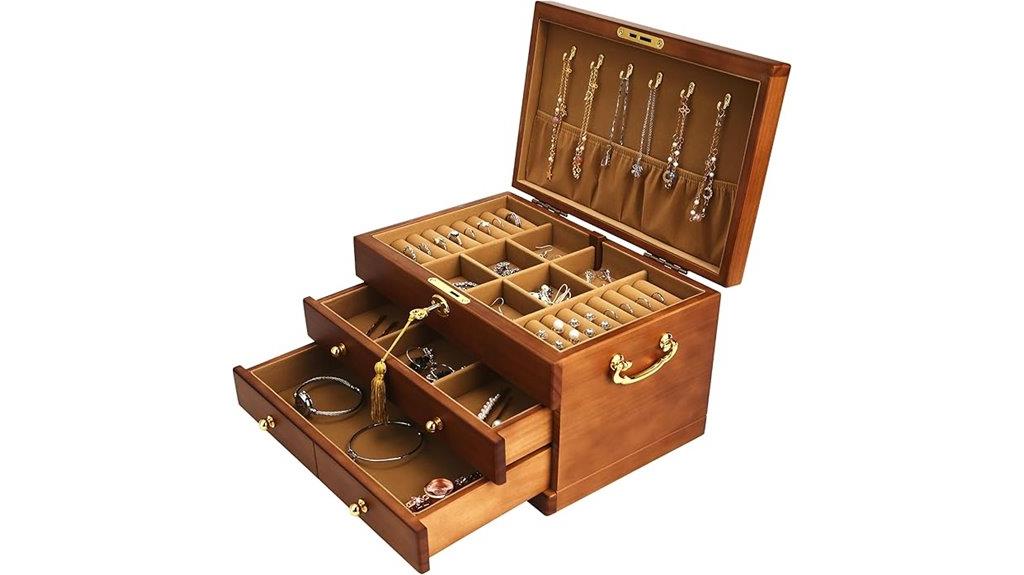 wooden lockable jewelry box