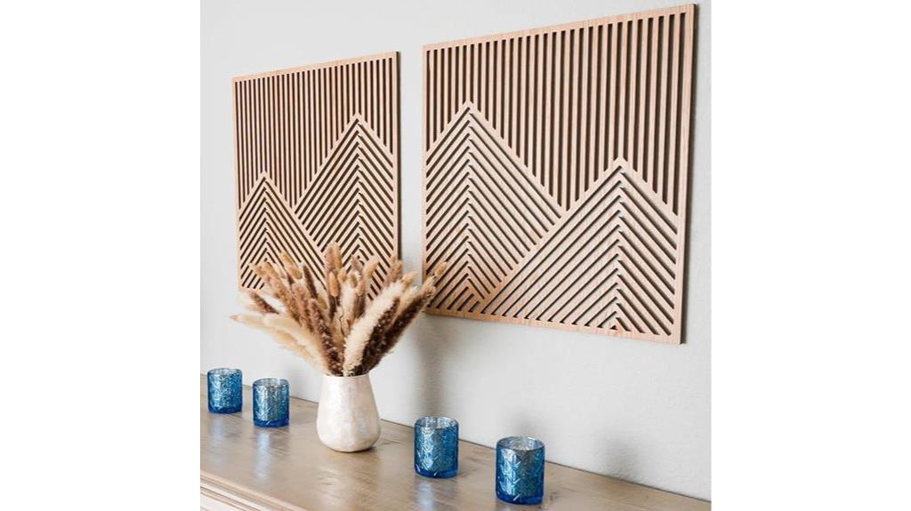 wooden mountain wall art