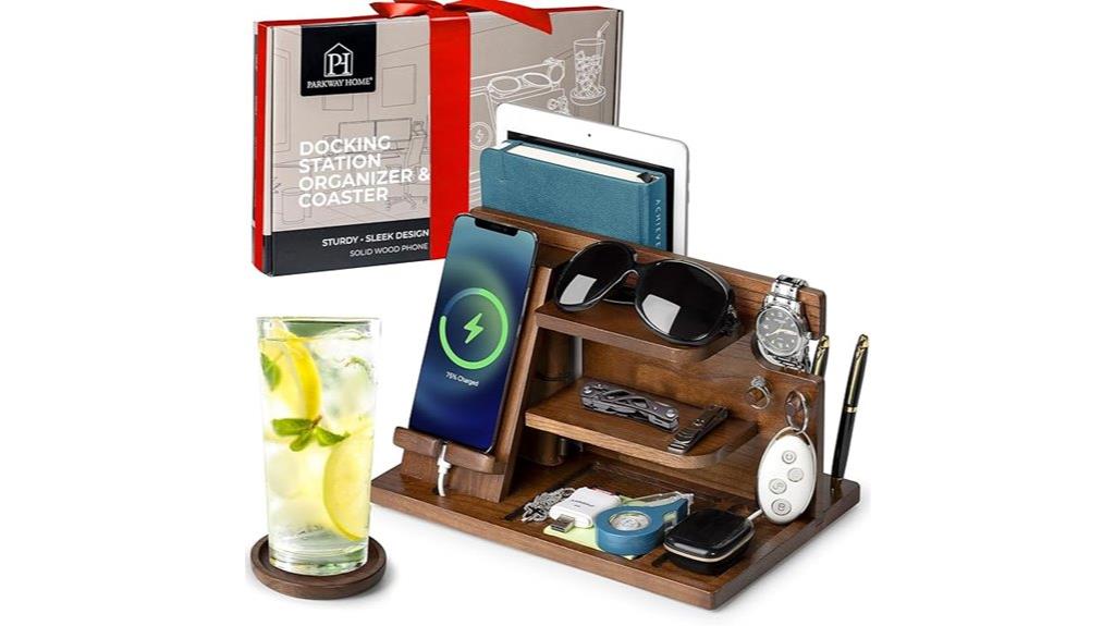wooden multi device organizer