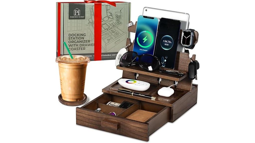 wooden multi phone organizer