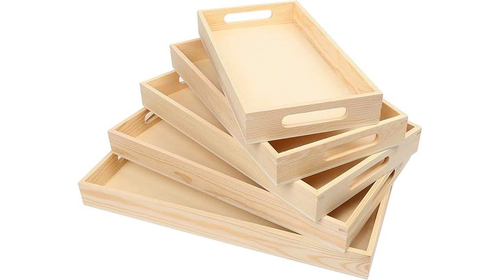 wooden nested serving trays