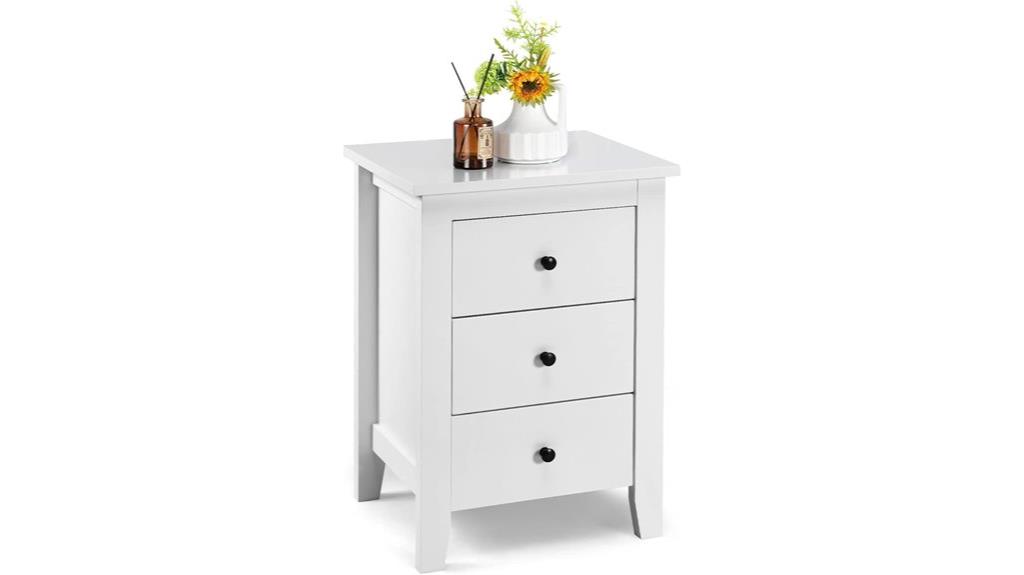 wooden nightstand with three drawers