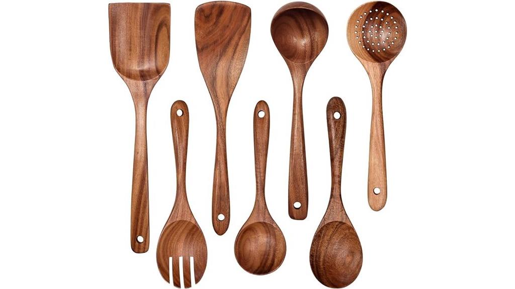 wooden non stick pan set