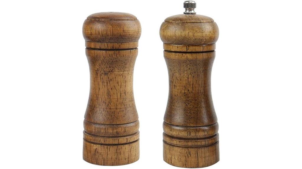 wooden pepper and salt set