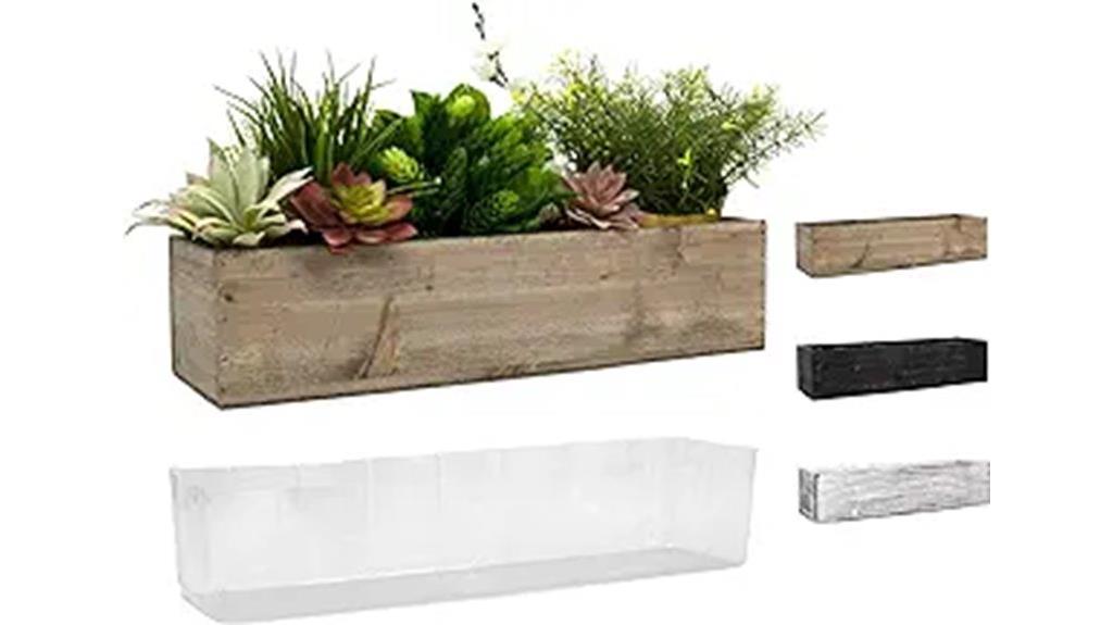 wooden planter box with liner