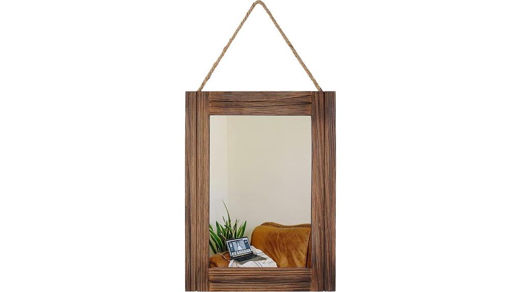 wooden rope frame mirror