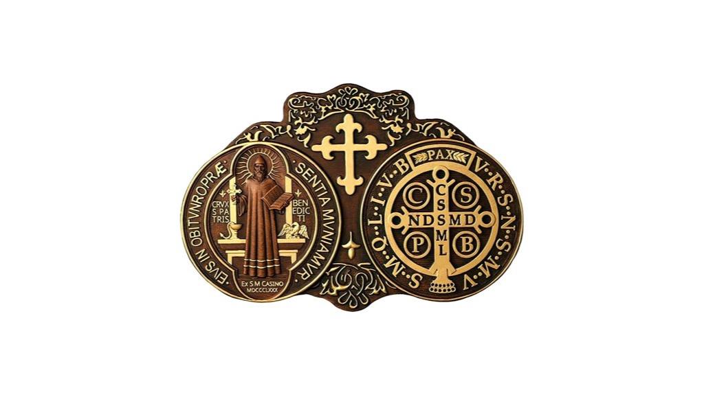 wooden saint benedict wall plaque